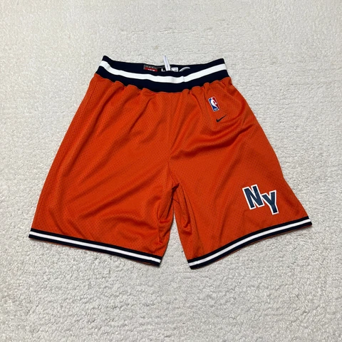 Vintage New York Knicks Shorts Mens Large Orange Nike Rewind NBA Basketball Cover