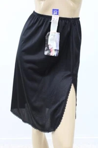 De colección Nuevo Con Etiquetas Vanity Fair Medio Deslizamiento Negro Nylon Encaje Borde S Largo EE. UU. - Imagen 1 de 9
