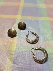 2 PAIRS OF SOUTHWEST SILVERTONE EARRINGS PIERCED - Picture 1 of 5