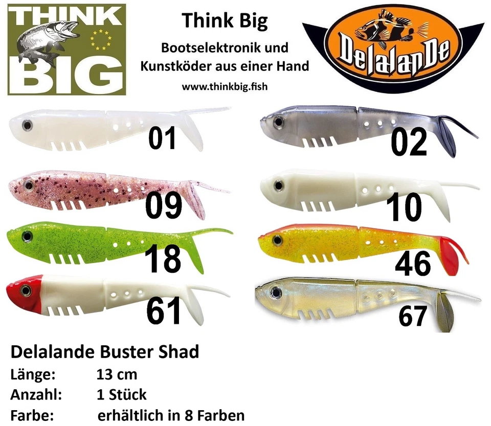 ✅ Delalande Buster Shad 13 cm, 1 Stück, 8 Farben, Top für Zander & Hecht ✅ - Bild 1 von 1