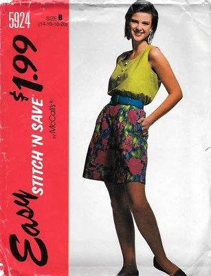 McCall's Stitch N Save Sewing Pattern # 5924 Misses Tank Top Shorts 14-16-18-20 - Image 1 of 2
