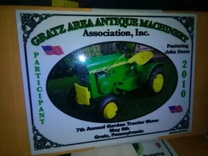 Dash Plaque 2010 Gratz Area Antique Machinery 7th Garden Tractor Show Gratz Pa. - Picture 1 of 1