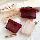 Dacron Lace Patchwork Cosmetic Bags Solid Color Zipper Bags For Women