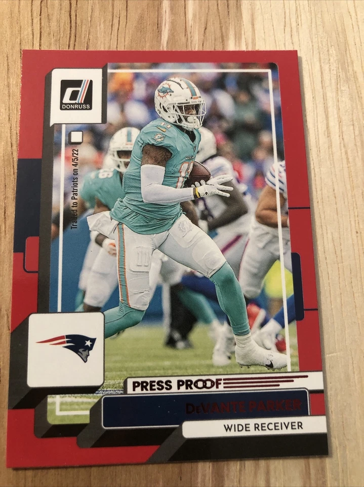 DeVANTE PARKER 2022 Donruss Red Press Proof #122 Patriots Dolphins Louisville - Image 1 of 4