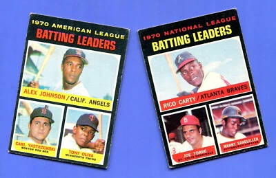 Lote de 2 LIGA LDRS Bateo 1971 O-Pee-Chee OPC YASTRZEMSKI ETC #61, 62 - EN MUY BUEN ESTADO-EX Foto 1 de 2