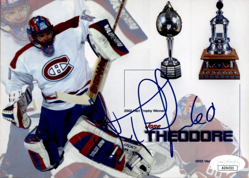 Jose Theodore Signed Montreal Canadiens 5x7 Photo JSA COA - Image 1 of 1