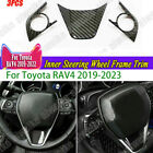 For Toyota Rav4 2019-2023 Carbon Fiber Look Inner Steering Wheel Frame Trim 3Pcs