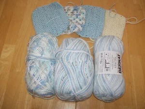 Lot of 3 Bernat Softee Baby Yarn Skeins Blue Flannel Ombre Marble Swirl Crochet - Picture 1 of 6