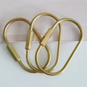 1Pc Brass Screw Lock Keychain Ellipse Shape Key Ring Brass Lock Clip Key Holders - Picture 1 of 16
