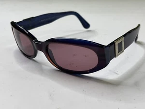 BVLGARI Womens Vintage 1990 Designer Sunglasses Blue Rectangle 822 585 Y2K - Picture 1 of 12