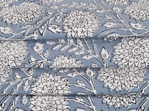 Indian Cotton New Fabric Flower Print Loose Sewing 5 Yard Black Running Craft - Picture 1 of 4