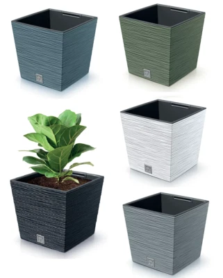 Square FURU Style Look Planter Tall Flower Plant Pot Indoor Outdoor Garden Decor - Image 1 of 2