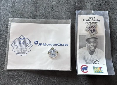 Pin Collectors! Yankee Reggie Jackson ‘02 & Cubs Ernie Banks ‘97 & ‘58. All 3!!! - Image 1 of 4