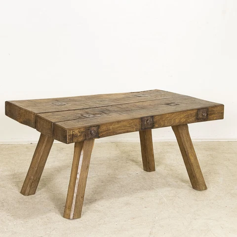 Late 19th Century Rustic Industrial Antique Slab Wood Coffee Table Cover