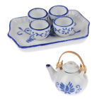 6Pcs Dollhouse Miniature Dining Ware Blue Porcelain Tea Set Dish Cup Plate S. NN