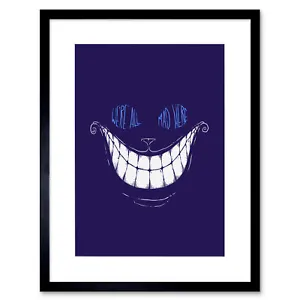Cheshire Cat Alice Mad Framed Wall Art Print 9X7 In - Picture 1 of 29