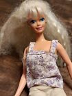 Vintage 1966 Mattel Barbie Doll Blonde Hair Blue Eyes with Earrings Ring & Dress