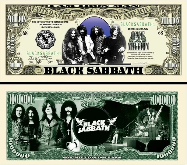BLACK SABBATH BILLET MILLION DOLLAR ! OZZY OSBOURNE IOMMY HEAVY METAL HARD ROCK - Image 1 of 1