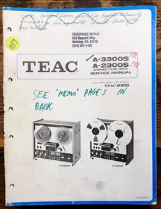 Teac A-2300S A-3300S Reel to Reel Service Manual *Original* - Picture 1 of 1