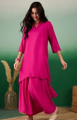Nuevo conjunto de pantalones Kurta rosa talla grande para mujer, 2 piezas Salwar Kameez, TALLA hasta 10XL Foto 1 de 4