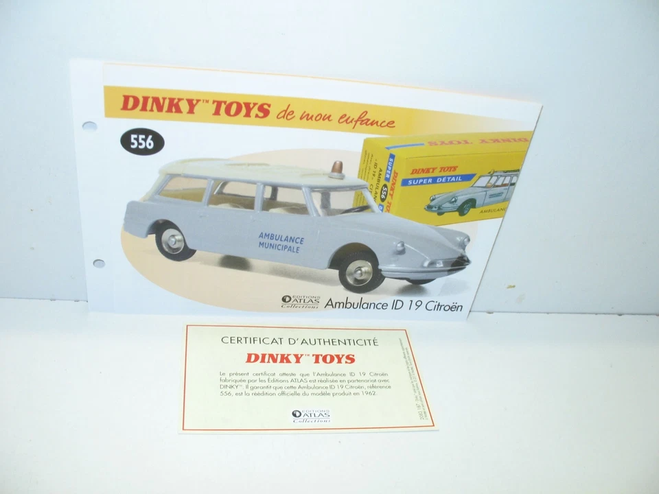 1 Card + Cert. Dinky Toys Atlas Repro Ref 556, Citroen ID 19 Ambulance - Image 1 of 1
