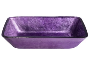 Eden Bath EB_GS78 Rectangular Purple Foil Glass Vessel Sink - Picture 1 of 7