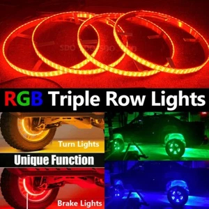 17.5'' RGB Triple Row LED Wheel Rim Lights Waterproof Kit For Truck APP+Remote - Foto 1 di 12