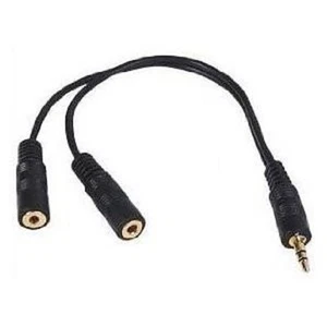 gold plated 3.5mm JACK HEADPHONE SPLITTER Y CABLE LEAD ADAPTOR STEREO - Picture 1 of 1