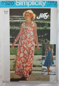 Simplicity 7520 Misses Jiffy Sleeveless Dress  Size 8-10 Uncut Sew Pattern 1976 - Picture 1 of 5