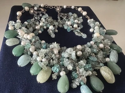 🔴 DEA GIOIELLI orecchinI collana ARGENTO placcata oro raggi QUARZO PERLE parure - Immagine 1 di 4