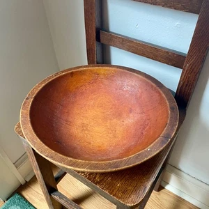 Cuenco de madera redondo oblongo de 11" sin pintar primitivo sin marca grueso vintage - Imagen 1 de 6