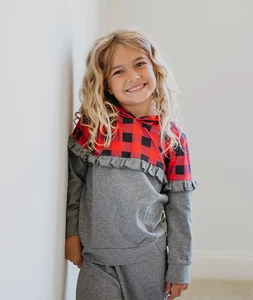 Adorable Girls’ 2-Piece Outfit | Buffalo Plaid Hoodie & Sweatpants | Size 3/4 | - Picture 1 of 12