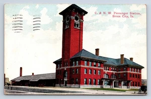 Vintage Postkarte Sioux City IA C&NW Passenger Station Trail Depot Iowa V16 - Bild 1 von 2