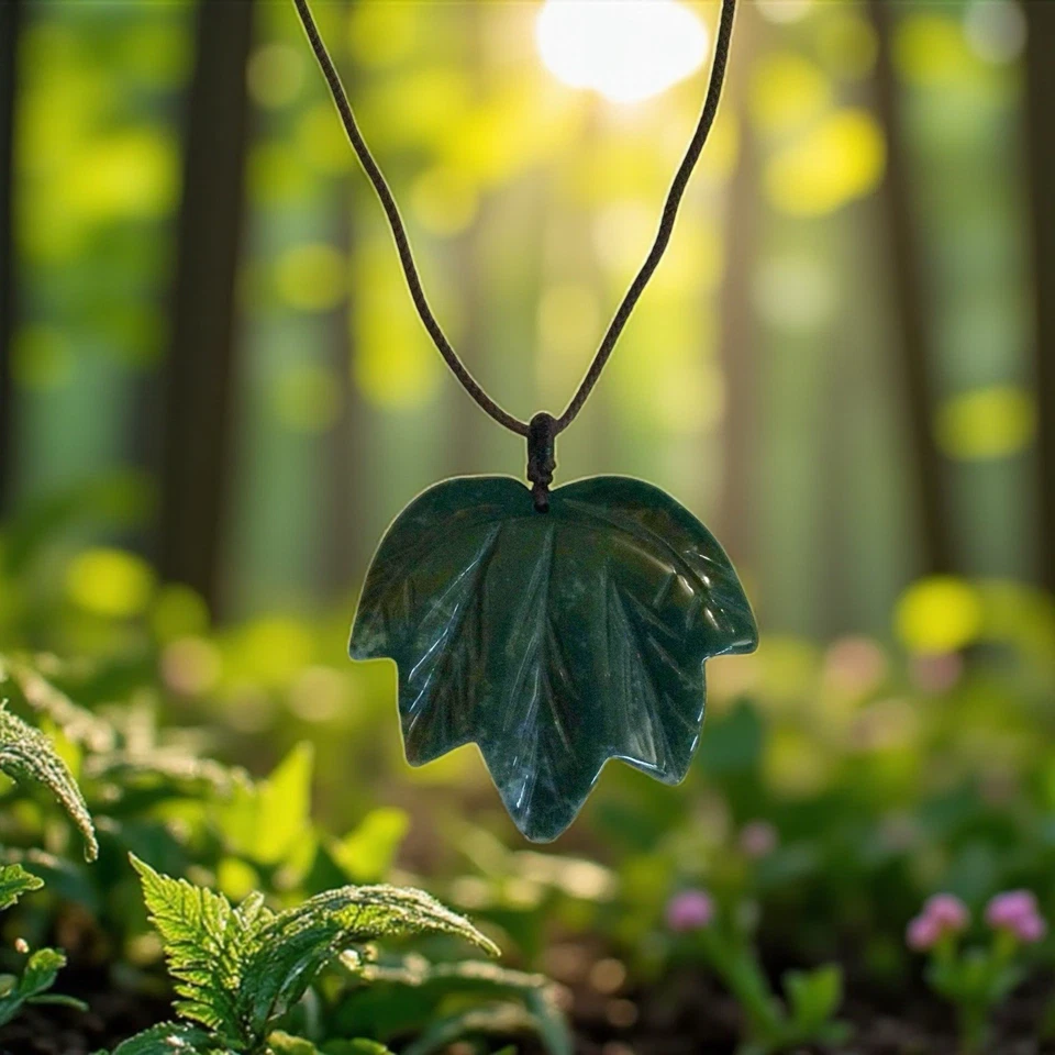 Colar pingente de pedra folha turmalina verde cristal cura pedras preciosas joias - Imagem 1 de 1