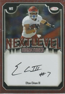 💎 Efton Chism Auto #NLS-EC | 2025 Sage Next Level Signatures Red 🔥 Rookie Card - Imagem 1 de 2