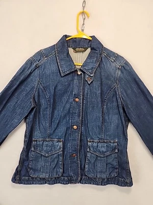 Eddie Bauer Jean куртка женщин XL синий джинсовой ткани без подкладки Chore сарая пальто FarmCore - Изображение 1 из 4