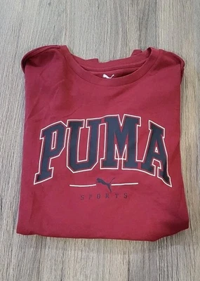 Puma Boys Long Sleeve Tee Shirt. Maroon. Sz Large 14-16 100% Cotton - Image 1 of 4