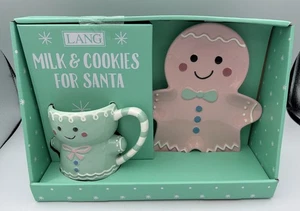 Lang Lebkuchenmann Milch & Plätzchen WEIHNACHTEN handbemalt rosa Teller & Becher - Bild 1 von 6