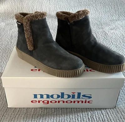 Mephisto Elfia Women's Ankle Boots Leather Upper Faux Fur Trim Sz 6 US - Image 1 of 4