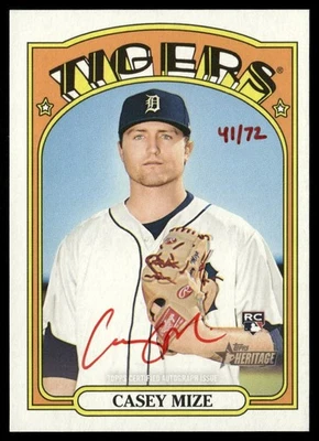 2021 Topps Heritage Real One Autographs Red Ink RC #ROA-CM Casey Mize 41/72 - Image 1 of 2