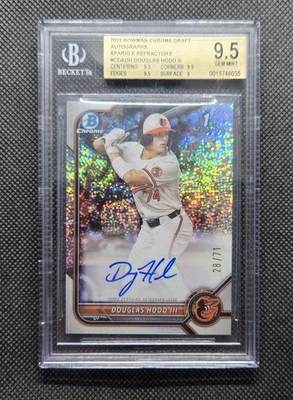 2022 Bowman Chrome Draft Douglas Hodo III Sparkle Refractor Auto /71 BGS 9.5 RC - Image 1 of 2