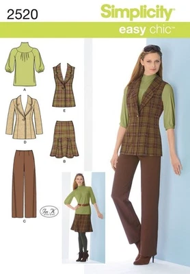 Simplicity Sewing Pattern 2520 Skirt Pants Jacket Knit Top Misses Size 16-24 - Image 1 of 3