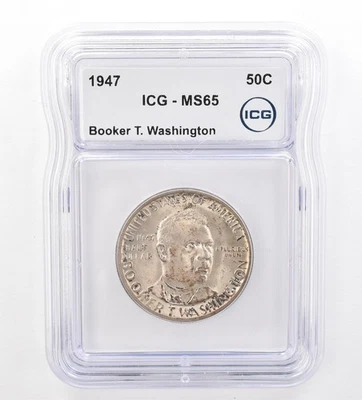 1947 Booker T Washington Commemorative Half Dollar MS65 ICG Beautiful Tone *7310 - Image 1 of 3