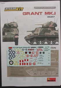 Miniart 1/35th Scale Grant Mk. I - Decals from Kit No. 35217 - Picture 1 of 1