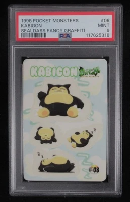 PSA 9 Pokemon Card Snorlax #08 Japanese Bandai Sealdass Fancy Graffiti 1998 - Image 1 of 4