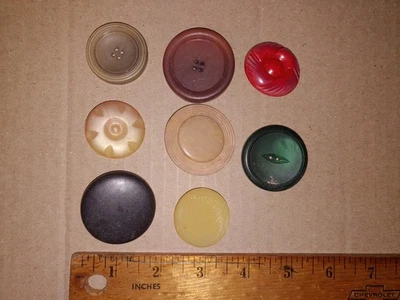 8 Extra Large Vintage Buttons - Fun, Colorful Designs (2) - Image 1 of 2