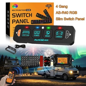 Auxbeam 4 Gang AS-R40 60A RGB Slim Switch Panel Control Automatic Dimmable Boat - Picture 1 of 12