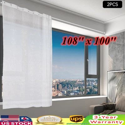 Par de cortinas de encaje floral tejidas color blanco red de sombreado para dormitorios 108" X 100" Foto 1 de 4