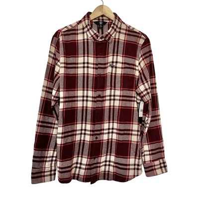 Volcom Leland Button Plaid Flannel Shirt Size M Red Country Southwestern Men's - Image 1 of 4