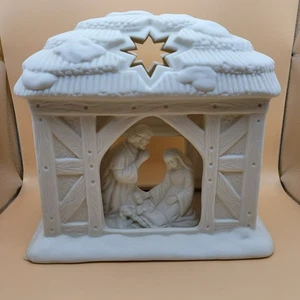 PartyLite Nativity O Holy Night Tealight Candle Holder Porcelain Beige - Picture 1 of 10